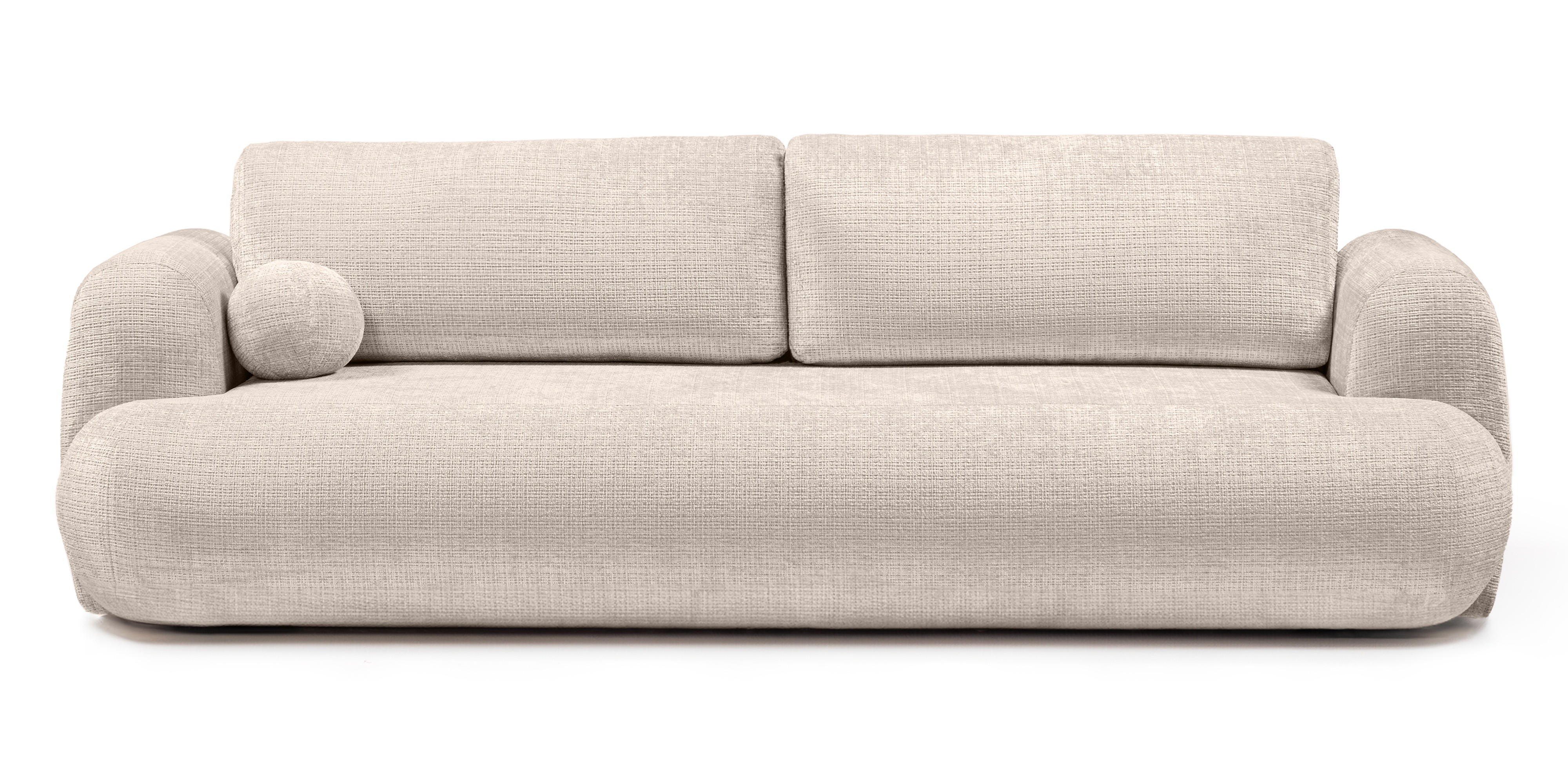 Sofa z funkcją spania i pojemnikiem Imola, beżowa, obłe kształty