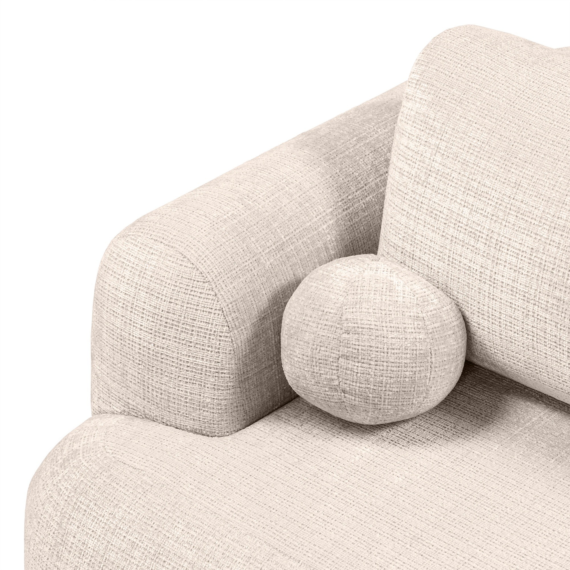 Sofa z funkcją spania i pojemnikiem Imola, beżowa, obłe kształty