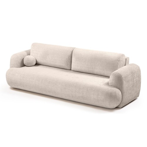 Sofa z funkcją spania i pojemnikiem Imola, beżowa, obłe kształty