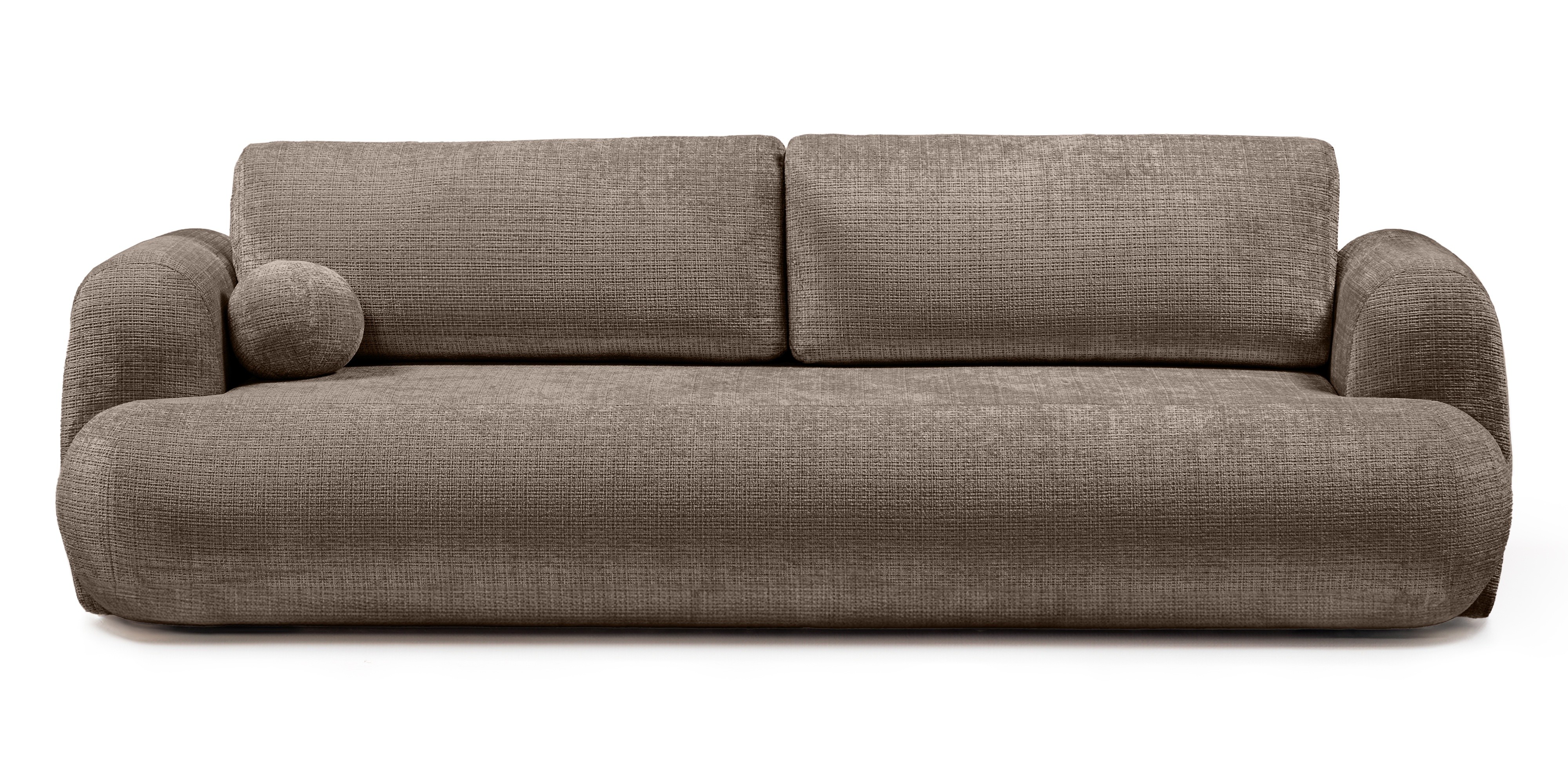 Sofa z funkcją spania i pojemnikiem Imola, brązowa, obłe kształty