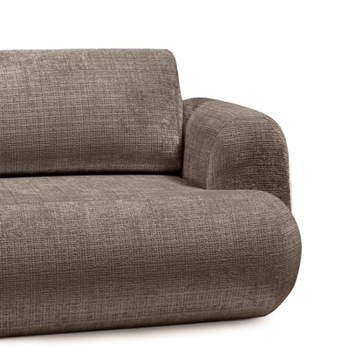 Sofa z funkcją spania i pojemnikiem Imola, brązowa, obłe kształty