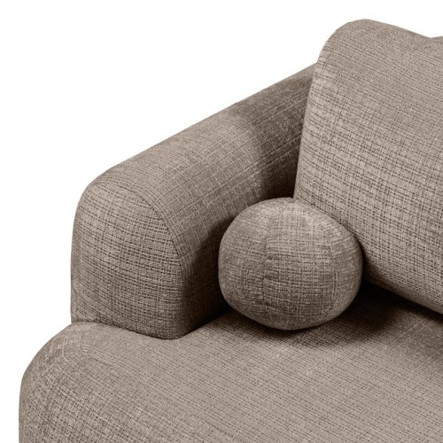 Sofa z funkcją spania i pojemnikiem Imola, brązowa, obłe kształty
