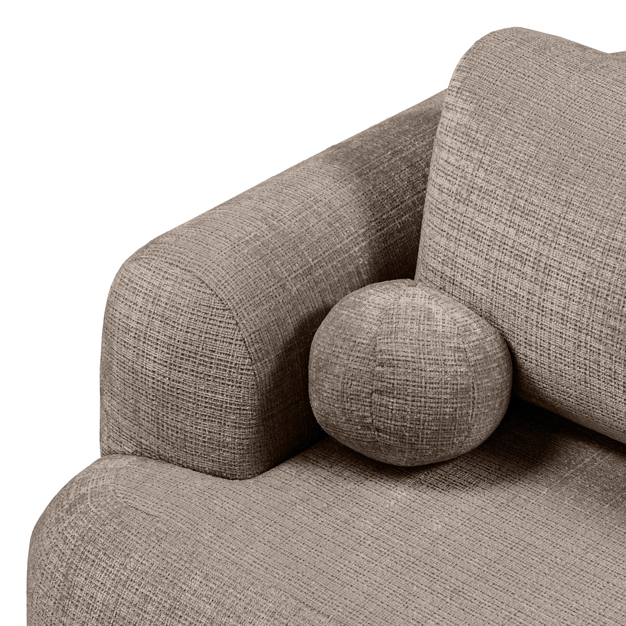 Sofa z funkcją spania i pojemnikiem Imola, brązowa, obłe kształty