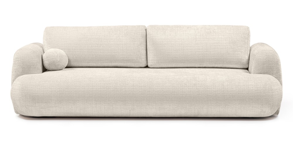 Sofa z funkcją spania i pojemnikiem Imola, jasnobeżowa, obłe kształty