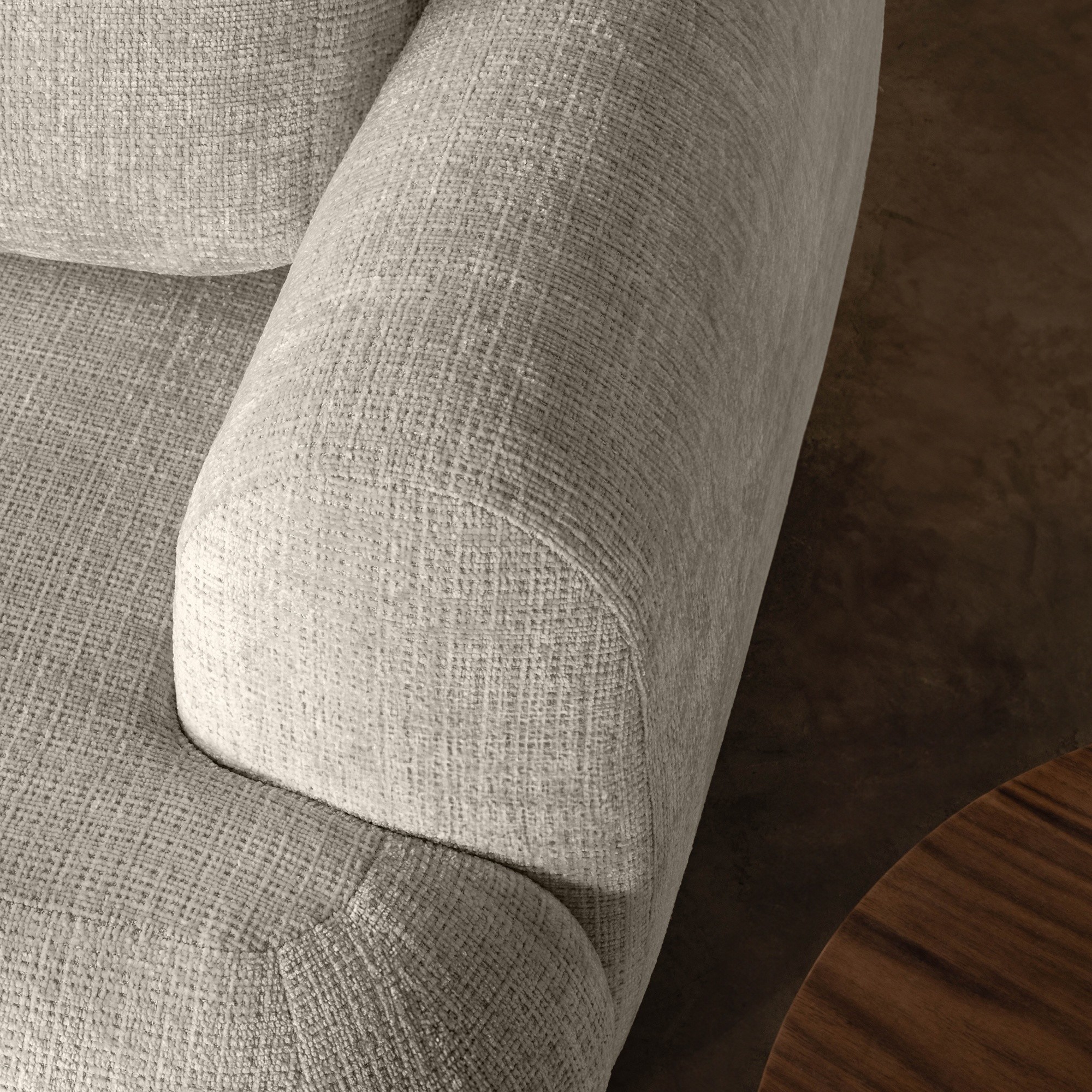 Sofa z funkcją spania i pojemnikiem Imola, jasnobeżowa, obłe kształty