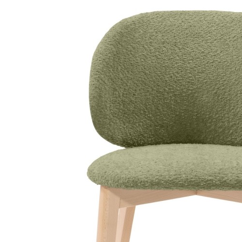 Krzesło tapicerowane Selva, oliwkowozielone/buk, boucle