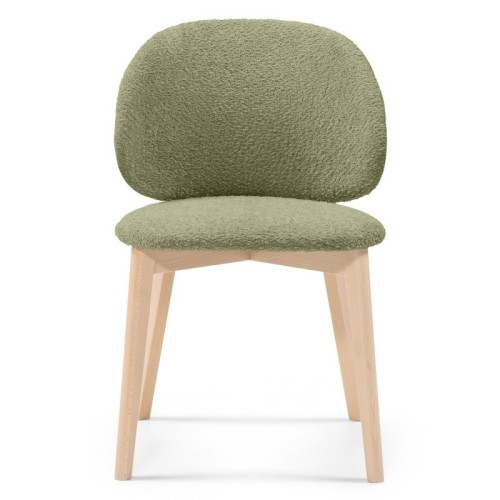 Krzesło tapicerowane Selva, oliwkowozielone/buk, boucle