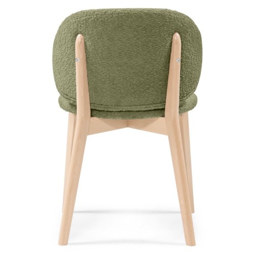 Krzesło tapicerowane Selva, oliwkowozielone/buk, boucle