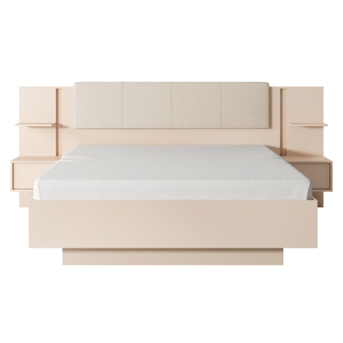 Łóżko z pojemnikiem i stolikami nocnymi Dast 160x200 cm, beżowe