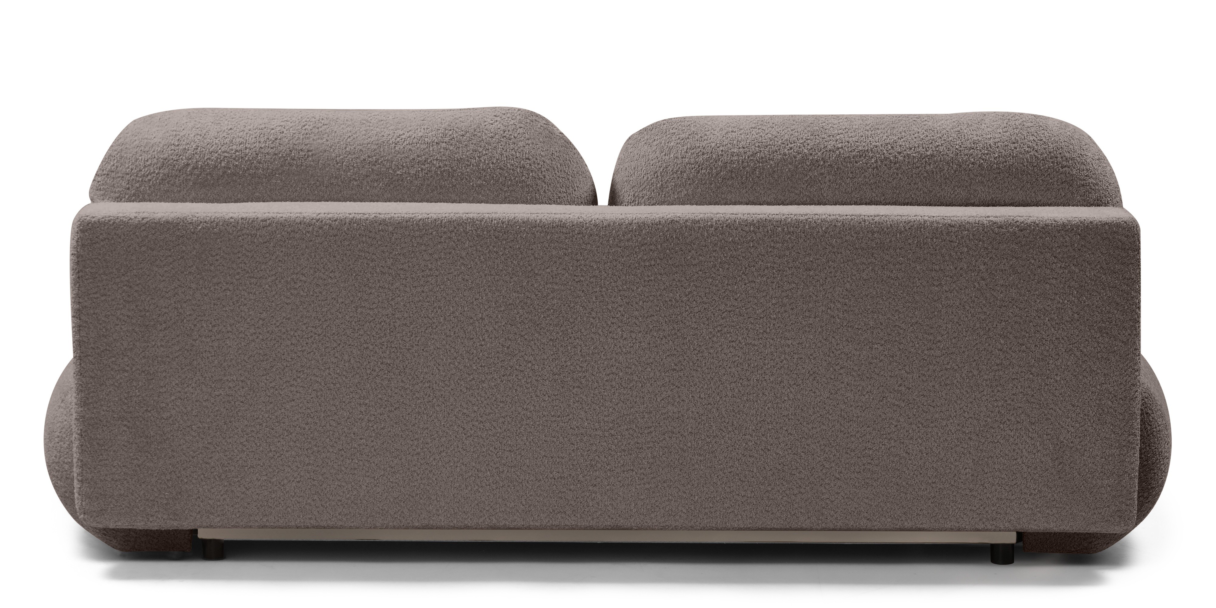 Sofa z funkcją spania i pojemnikiem Dolce, brązowoszara, boucle, obłe kształty
