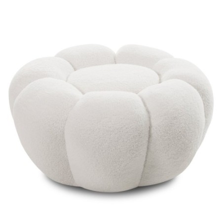 Puf Perugia, biały, boucle, obłe kształty, nowoczesny