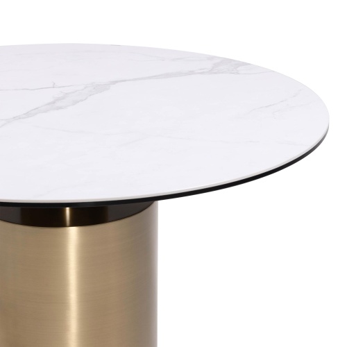 Okrągły stół do jadalni Cartago 118 cm, biały/złoty