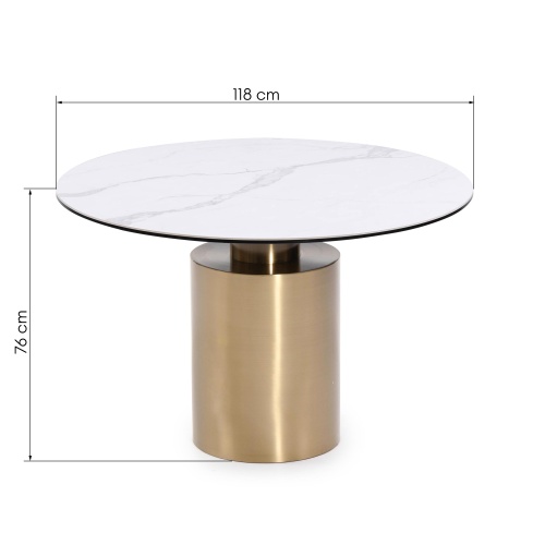 Okrągły stół do jadalni Cartago 118 cm, biały/złoty