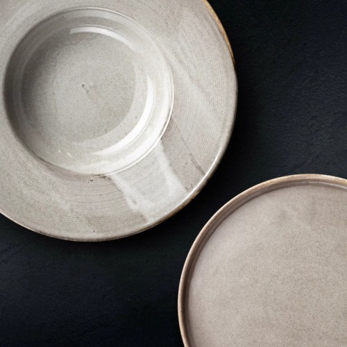 Talerz porcelanowy,  płaski Wikle, 25,5 cm, szary