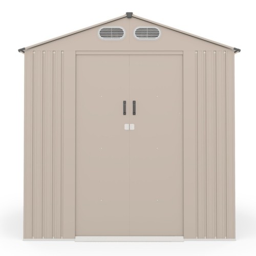 Domek ogrodowy Bob l z dwuspadowym dachem, 185x157 cm, 2,67 m², metalowy, beżowy
