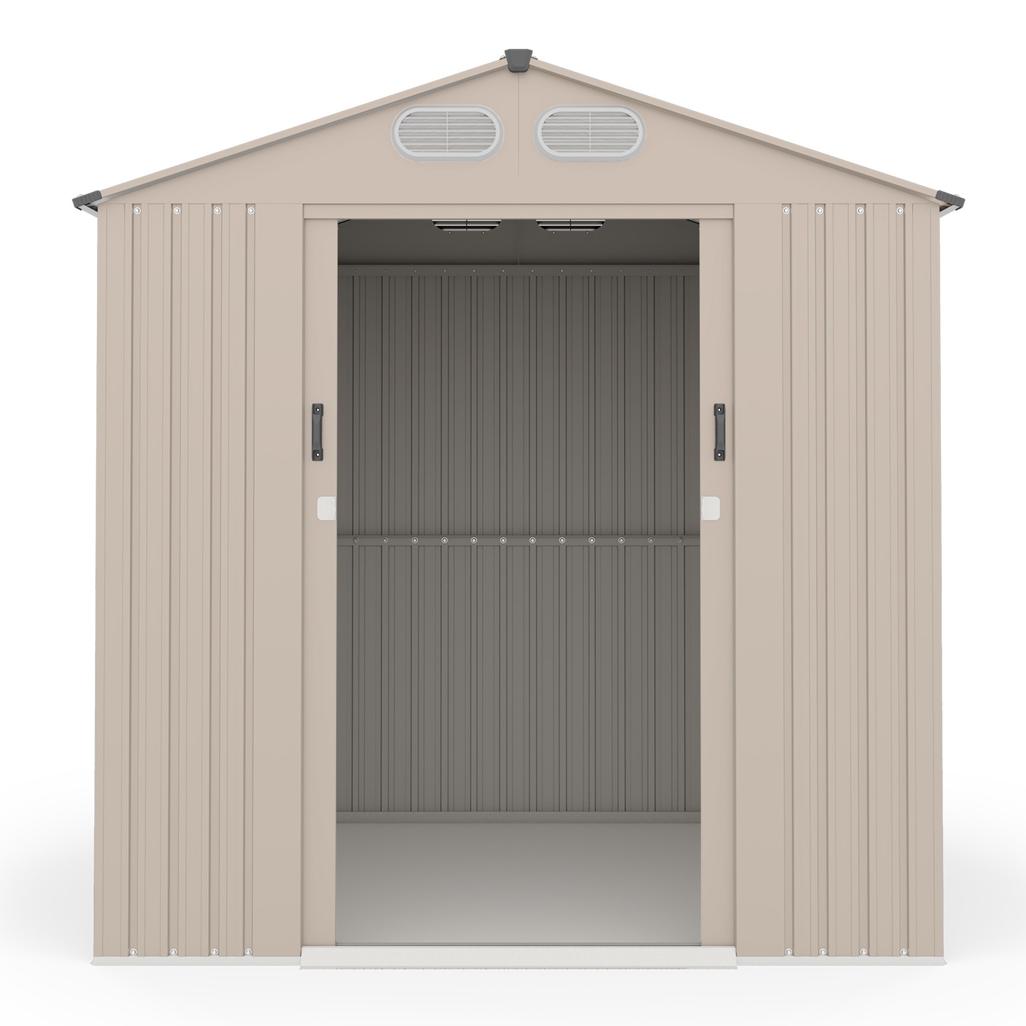 Domek ogrodowy Bob l z dwuspadowym dachem, 185x157 cm, 2,67 m², metalowy, beżowy