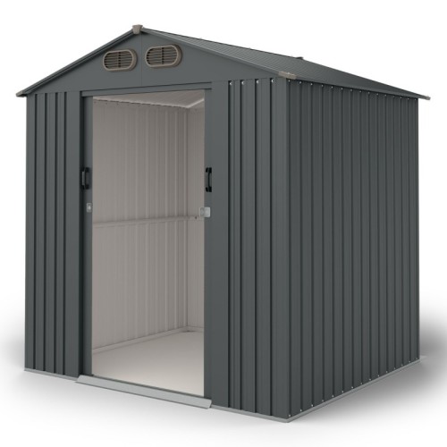 Domek ogrodowy Bob l z dwuspadowym dachem, 185x157 cm, 2,67 m², metalowy, antracytowy