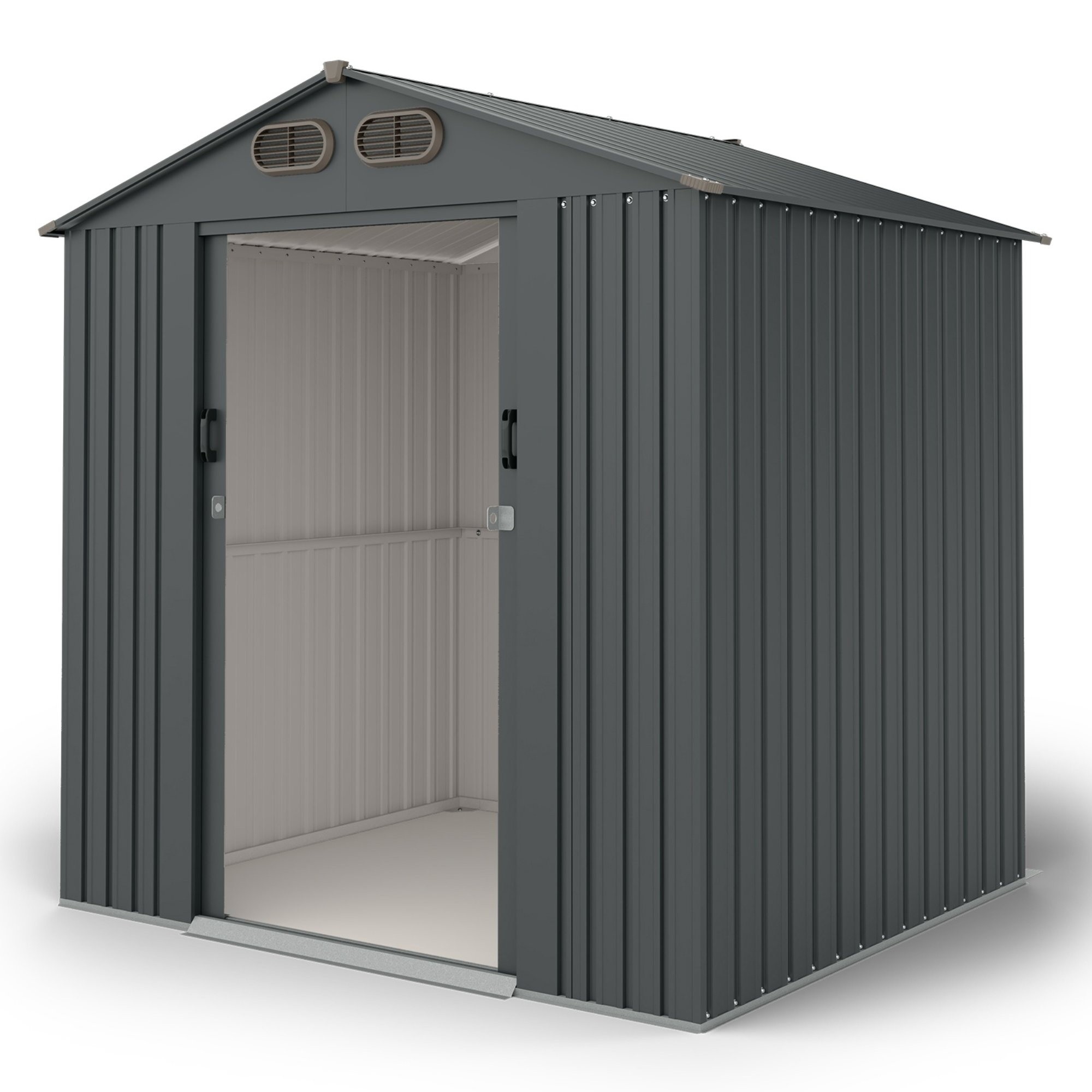 Domek ogrodowy Bob l z dwuspadowym dachem, 185x157 cm, 2,67 m², metalowy, antracytowy