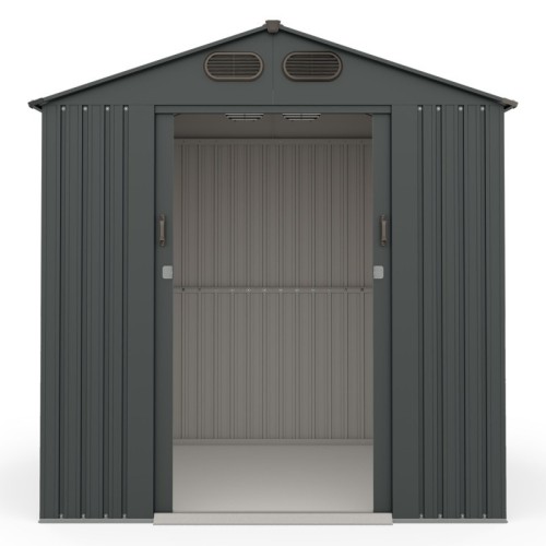 Domek ogrodowy Bob l z dwuspadowym dachem, 185x157 cm, 2,67 m², metalowy, antracytowy