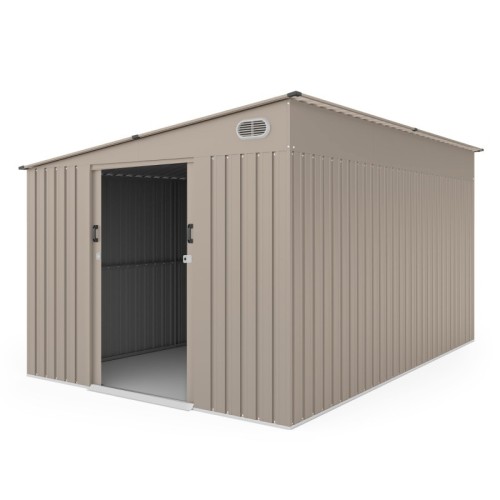 Domek ogrodowy George ll z jednospadowym dachem, 247x311 cm, 7,19 m², metalowy, beżowy