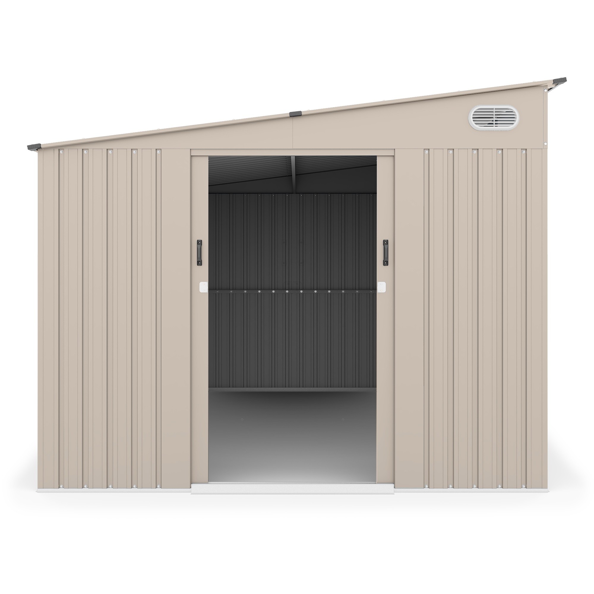 Domek ogrodowy George ll z jednospadowym dachem, 247x311 cm, 7,19 m², metalowy, beżowy