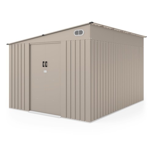 Domek ogrodowy George ll z jednospadowym dachem, 247x311 cm, 7,19 m², metalowy, beżowy