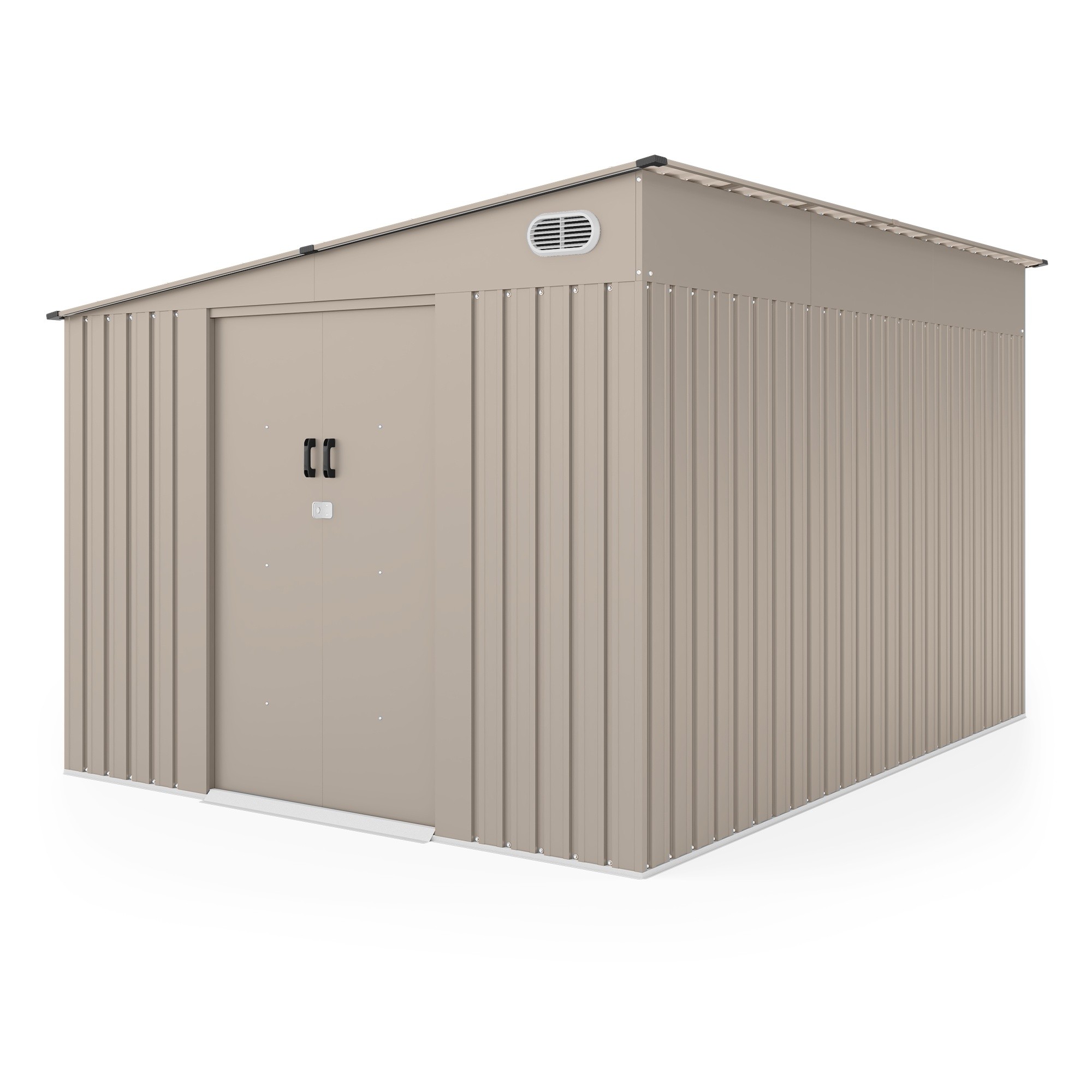 Domek ogrodowy George ll z jednospadowym dachem, 247x311 cm, 7,19 m², metalowy, beżowy