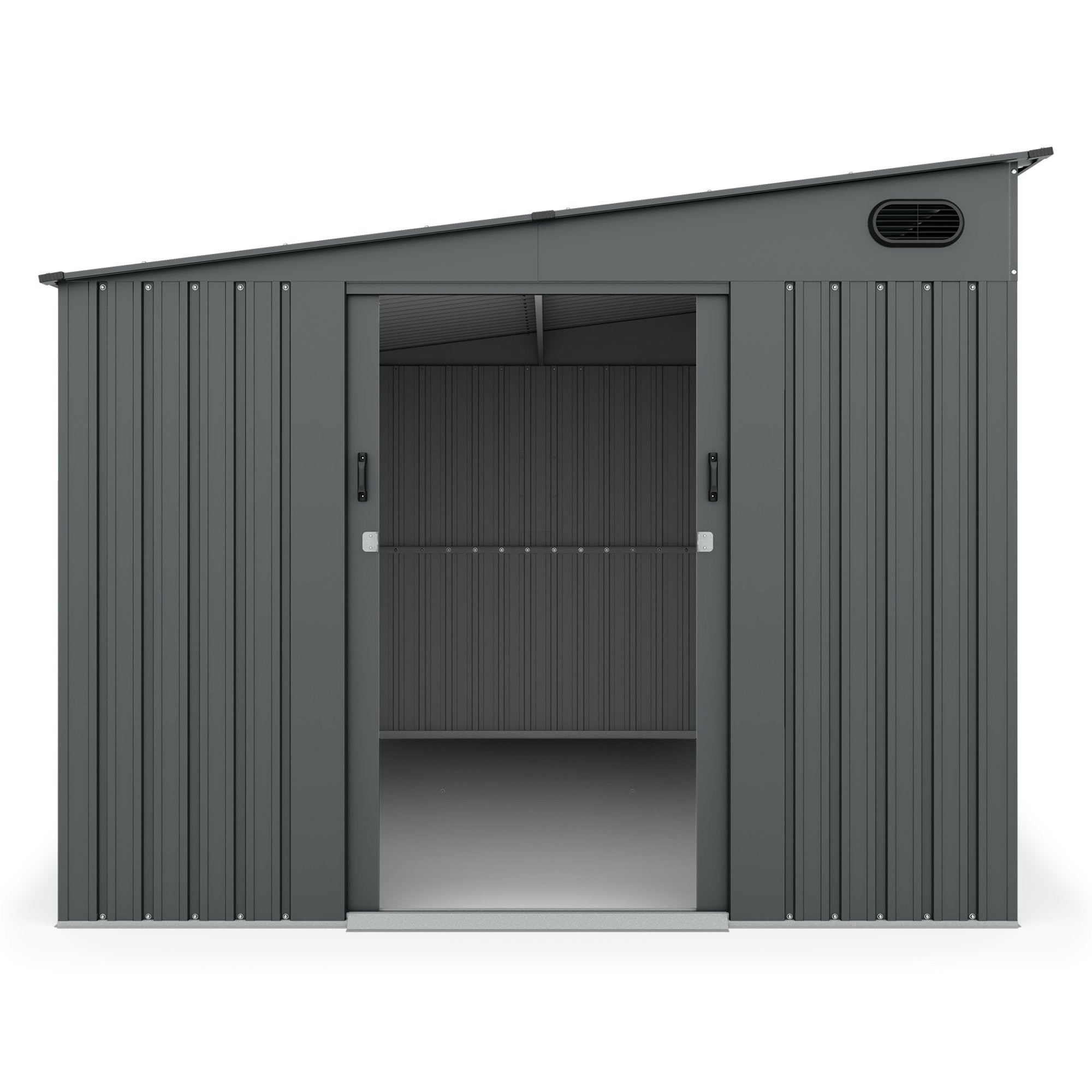 Domek ogrodowy George ll z jednospadowym dachem, 247x311 cm, 7,19 m², metalowy, antracytowy