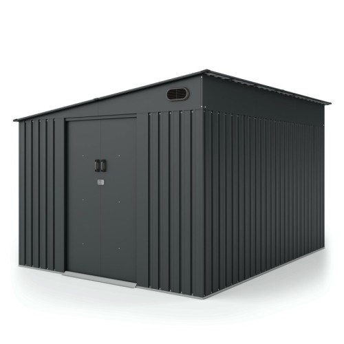 Domek ogrodowy George ll z jednospadowym dachem, 247x311 cm, 7,19 m², metalowy, antracytowy