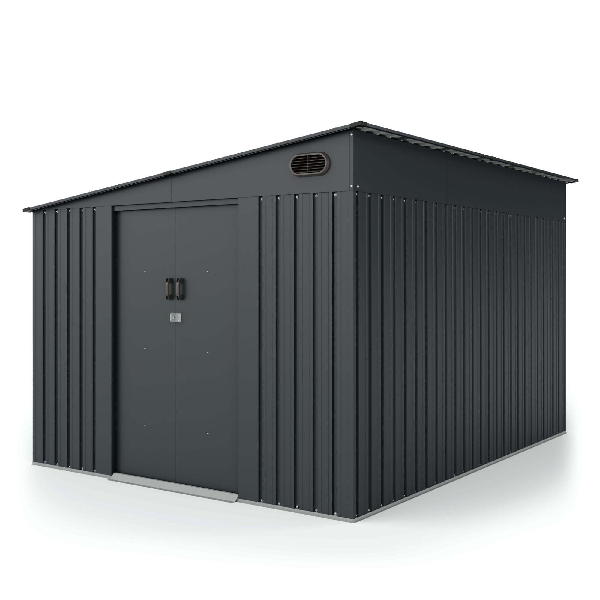 Domek ogrodowy George ll z jednospadowym dachem, 247x311 cm, 7,19 m², metalowy, antracytowy