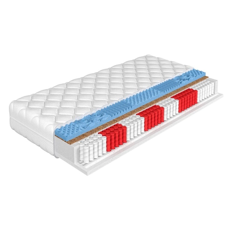 Materac kieszeniowy 7-stref Vela 24, 160x200 cm z pokrowcem, H4/H3, mata kokosowa, pianka moletowana Blue