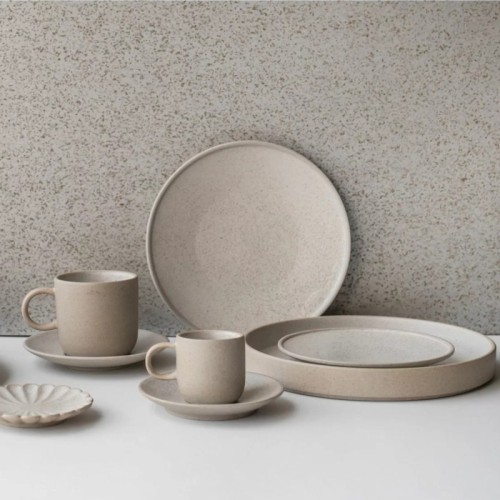 Talerz porcelanowy, płaski Less, 16 cm, beżowy