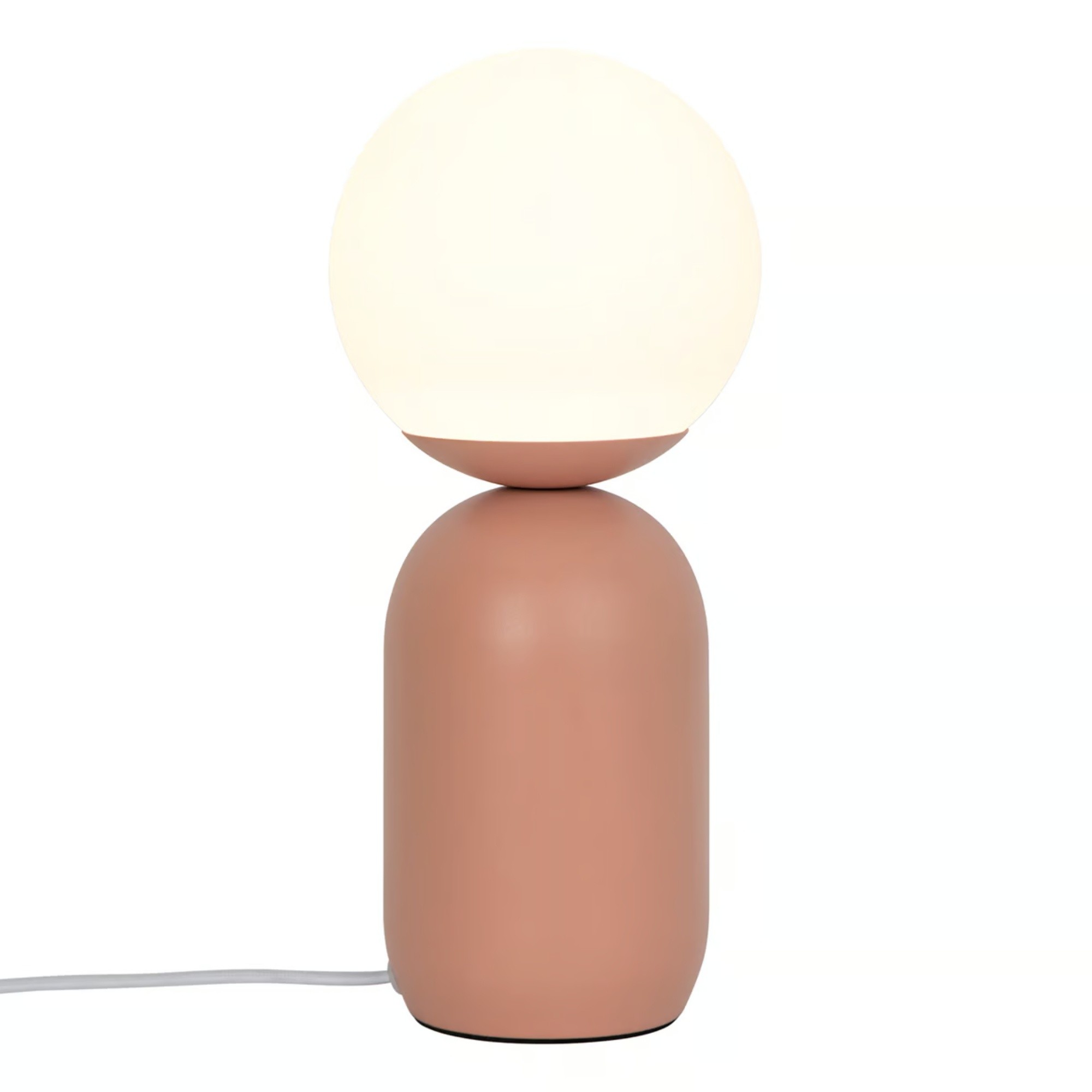 Lampa stołowa Notti metalowa ze szklanym kloszem, terakota