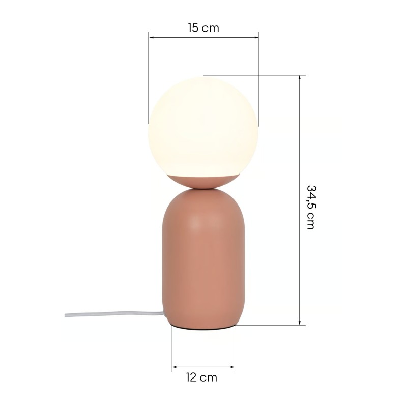 Lampa stołowa Notti metalowa ze szklanym kloszem, terakota