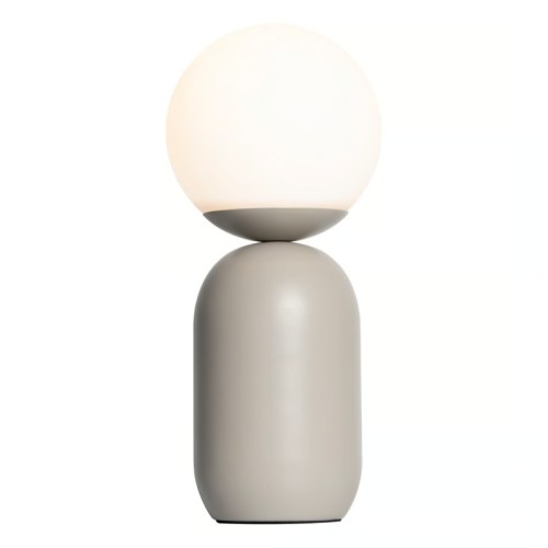 Lampa stołowa Notti metalowa ze szklanym kloszem, szara