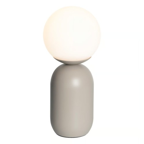 Lampa stołowa Notti metalowa ze szklanym kloszem, szara