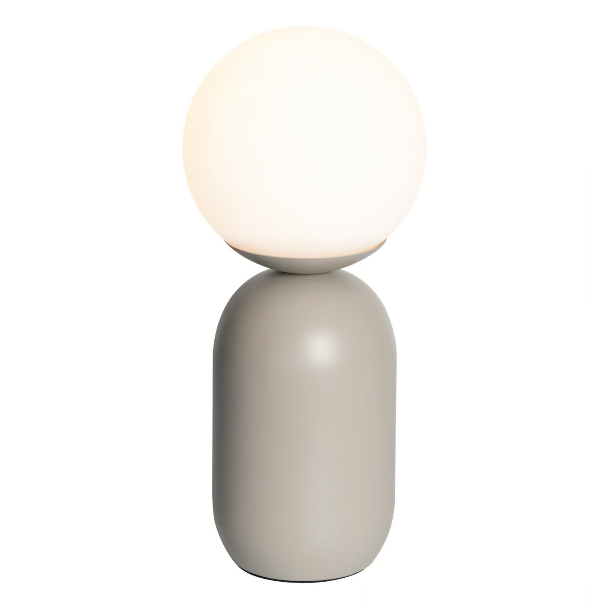 Lampa stołowa Notti metalowa ze szklanym kloszem, szara