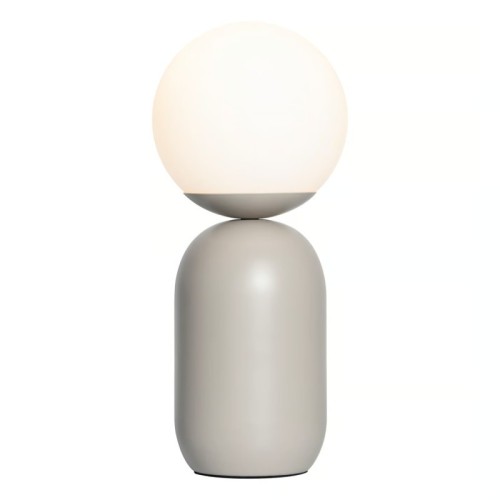 Lampa stołowa Notti metalowa ze szklanym kloszem, szara