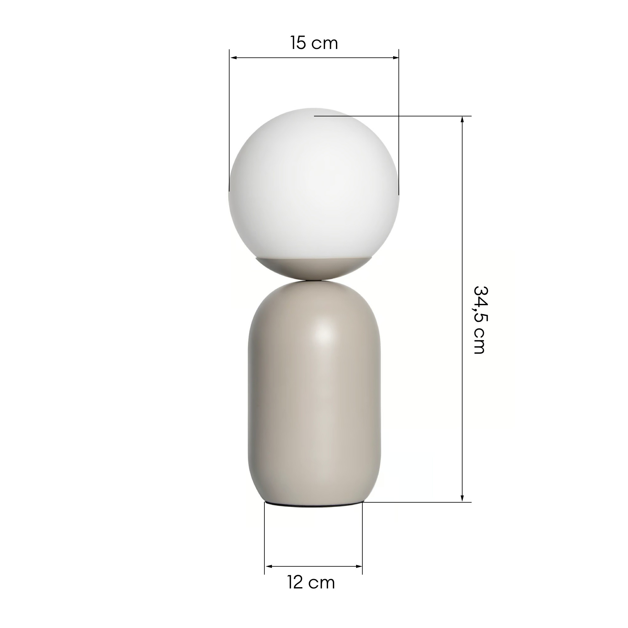 Lampa stołowa Notti metalowa ze szklanym kloszem, szara