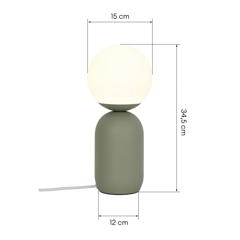 Lampa stołowa Notti metalowa ze szklanym kloszem, zielona