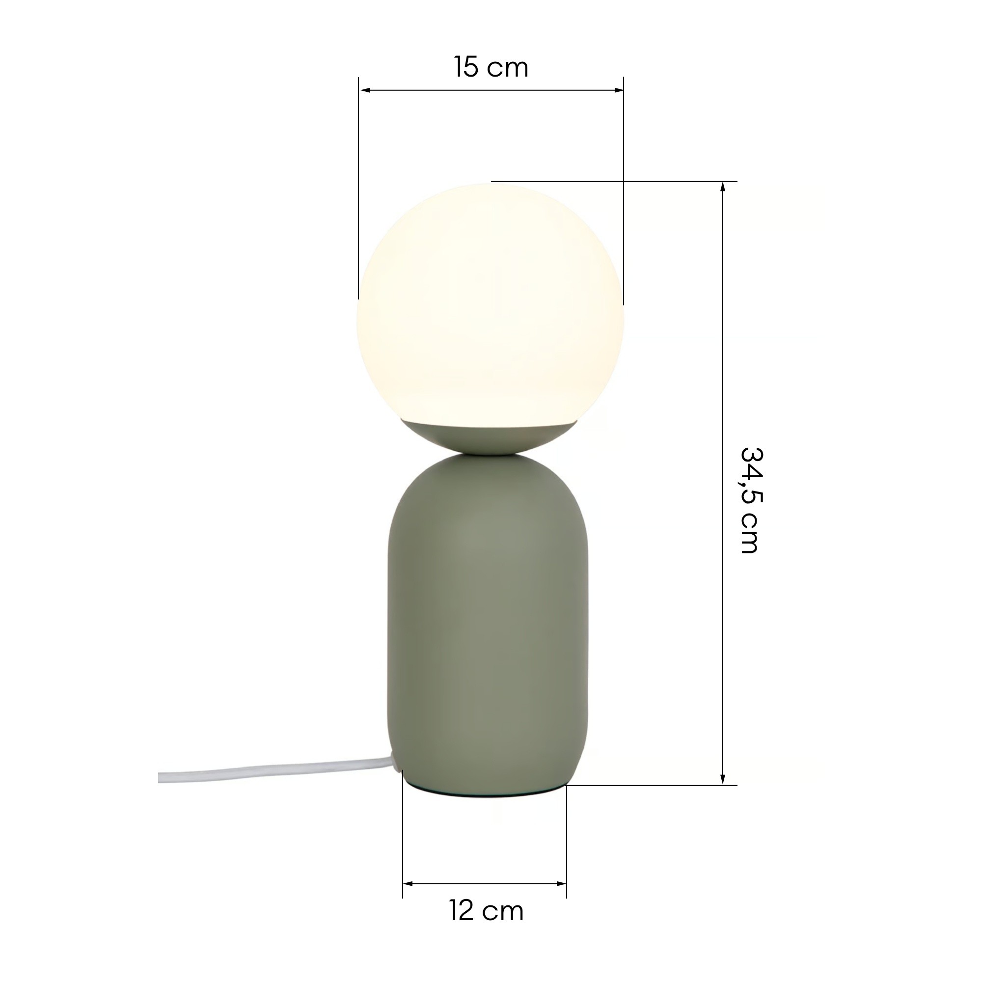 Lampa stołowa Notti metalowa ze szklanym kloszem, zielona