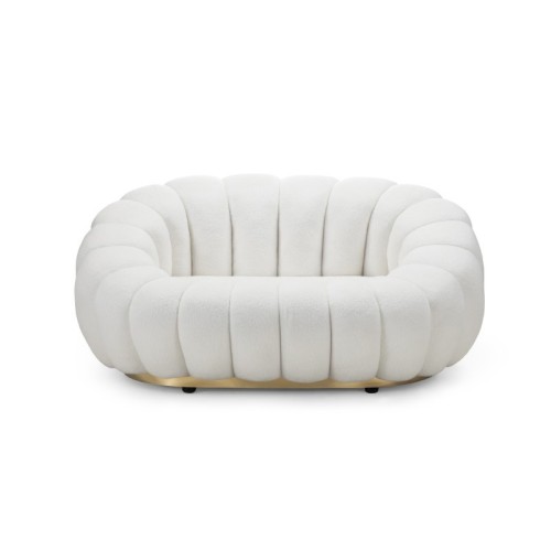 Sofa 2-osobowa Firenze biała, boucle, obłe kształty