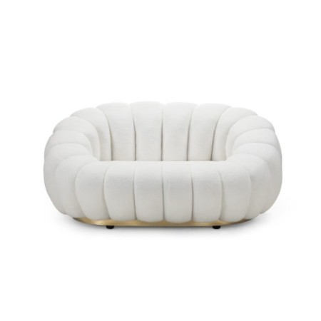 Sofa 2-osobowa Firenze biała, boucle, obłe kształty