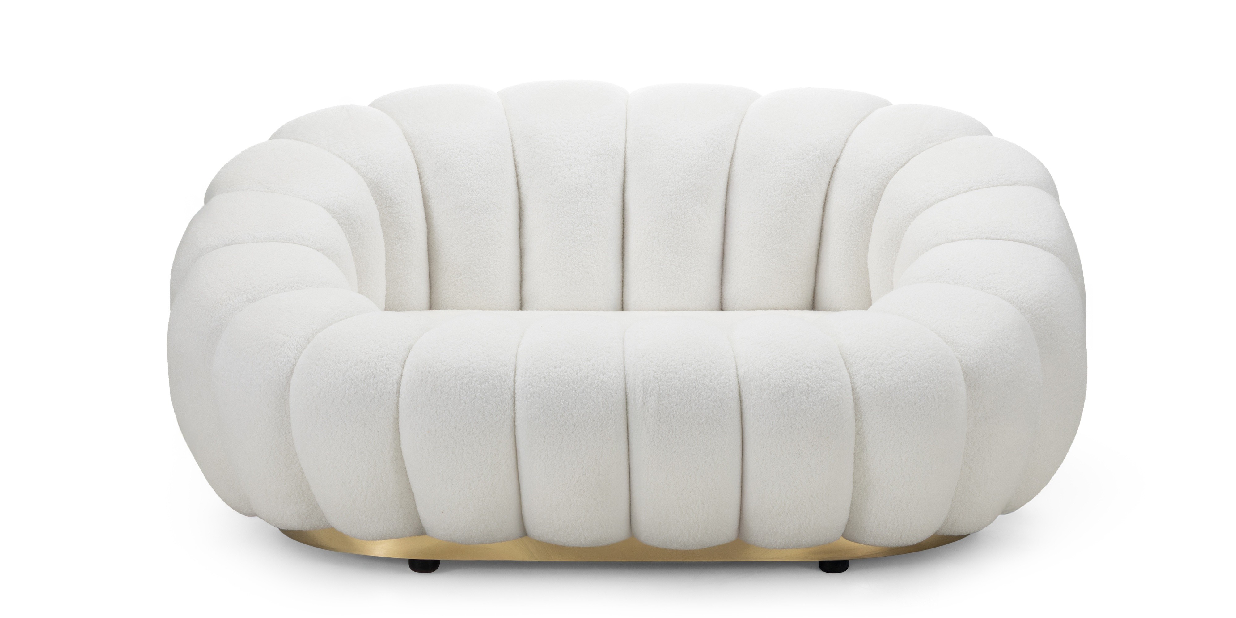 Sofa 2-osobowa Firenze biała, boucle, obłe kształty