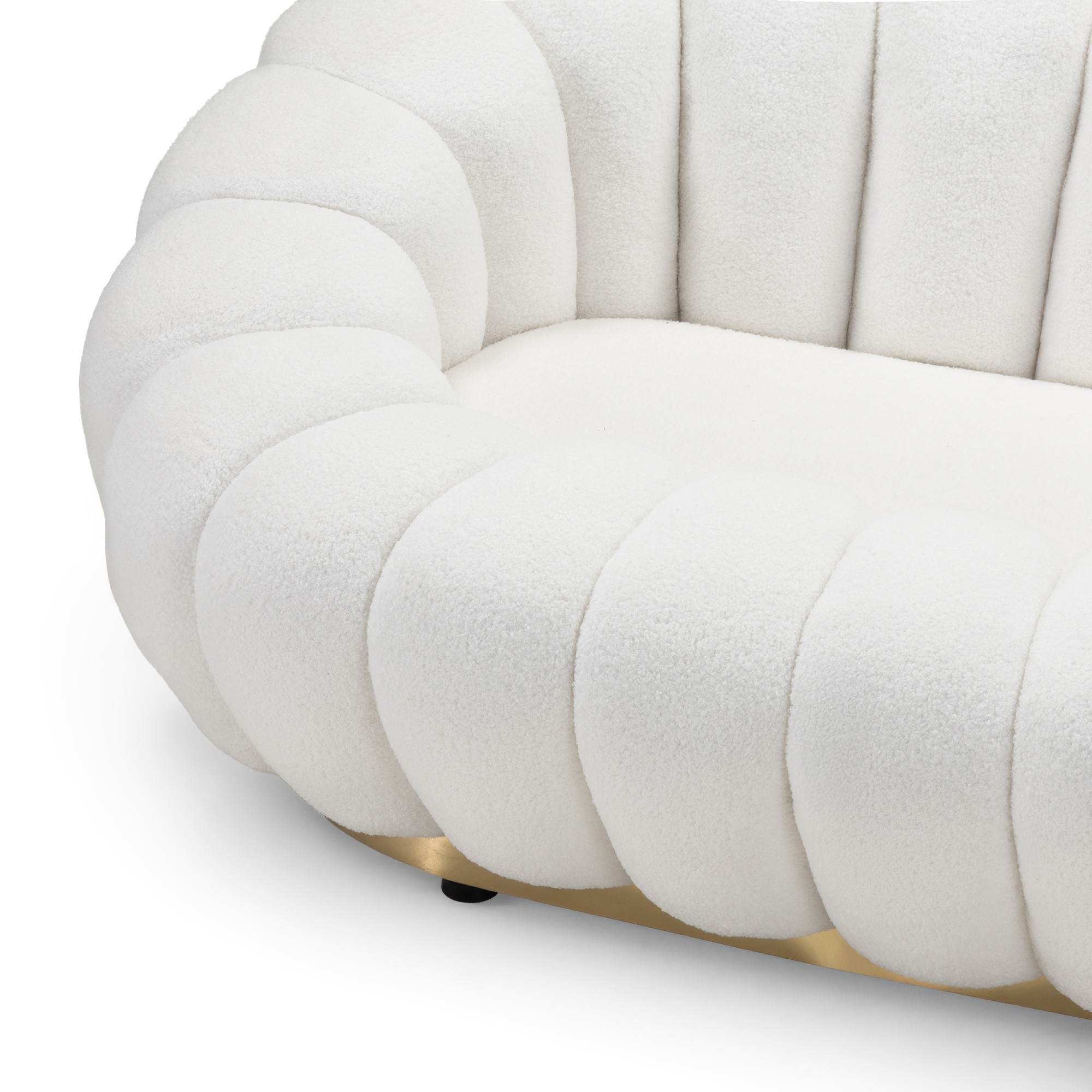 Sofa 2-osobowa Firenze biała, boucle, obłe kształty