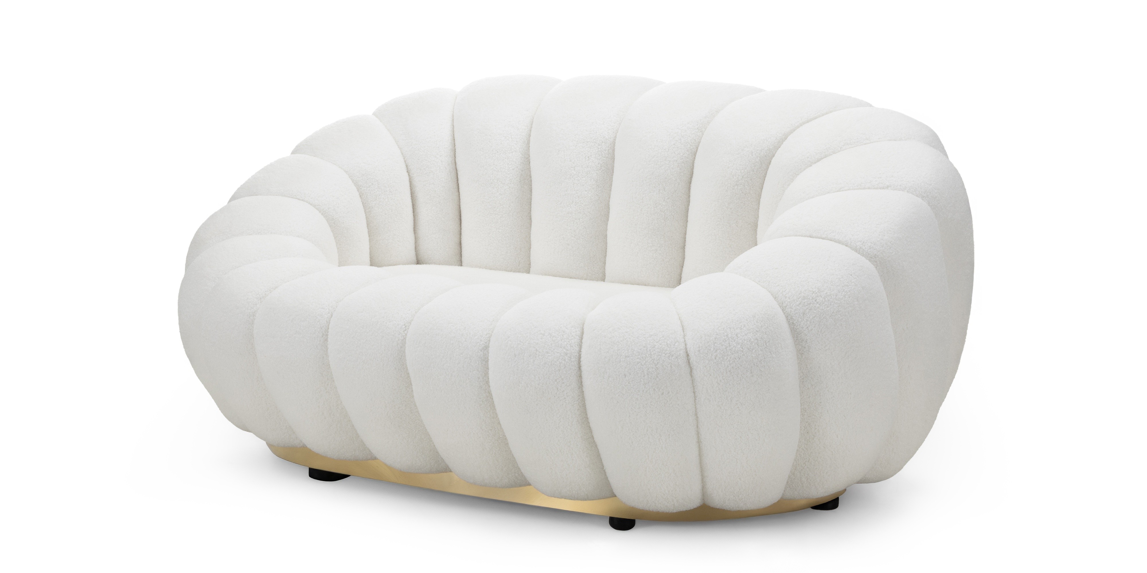 Sofa 2-osobowa Firenze biała, boucle, obłe kształty