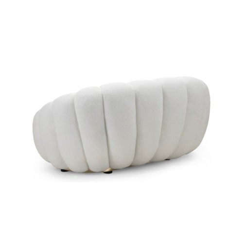Sofa 2-osobowa Firenze biała, boucle, obłe kształty