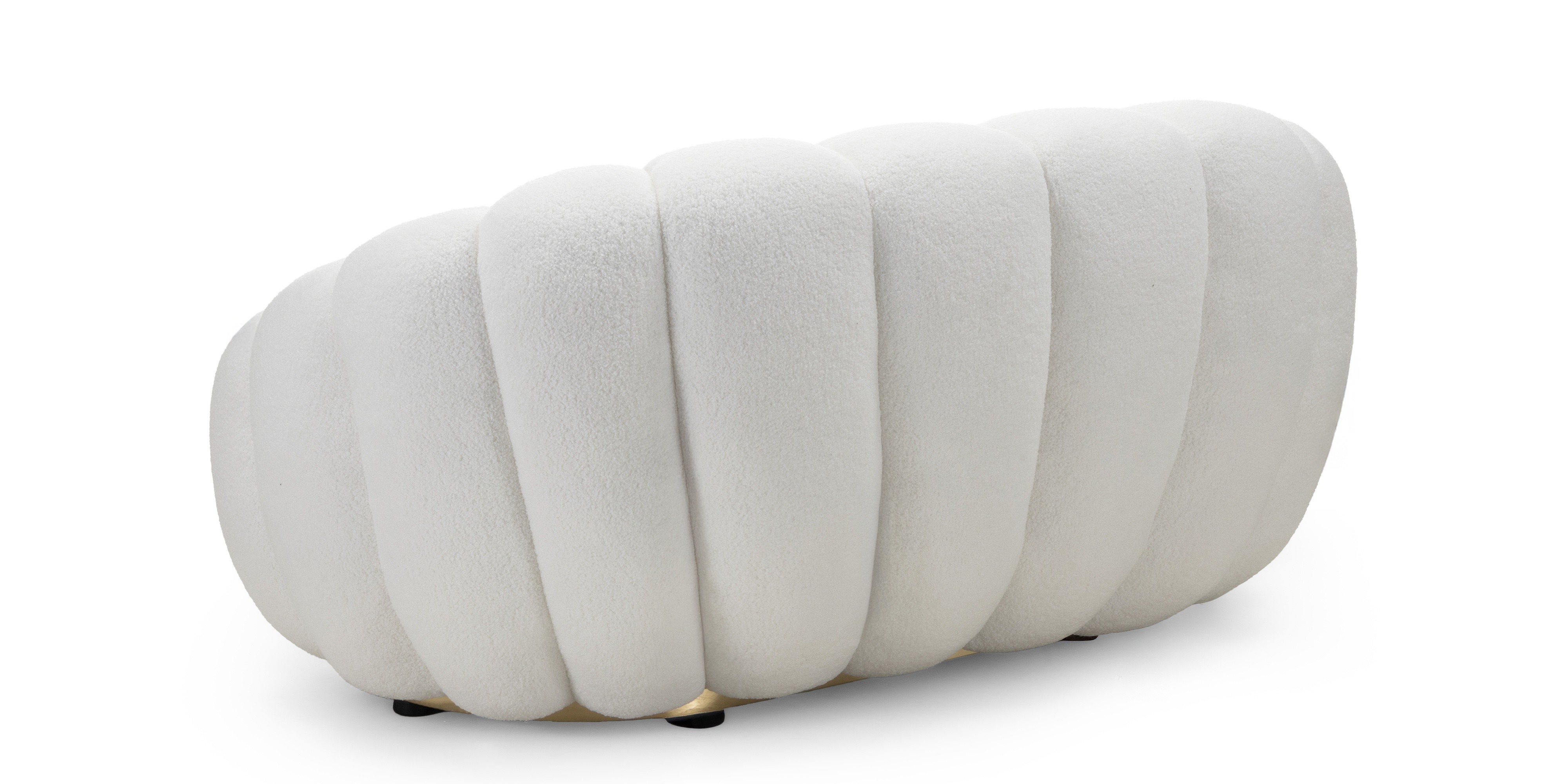 Sofa 2-osobowa Firenze biała, boucle, obłe kształty