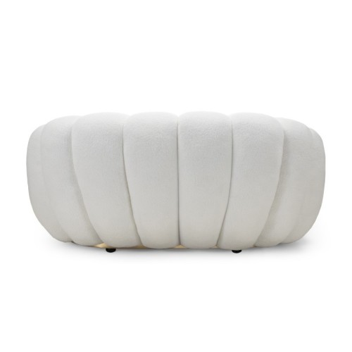 Sofa 2-osobowa Firenze biała, boucle, obłe kształty