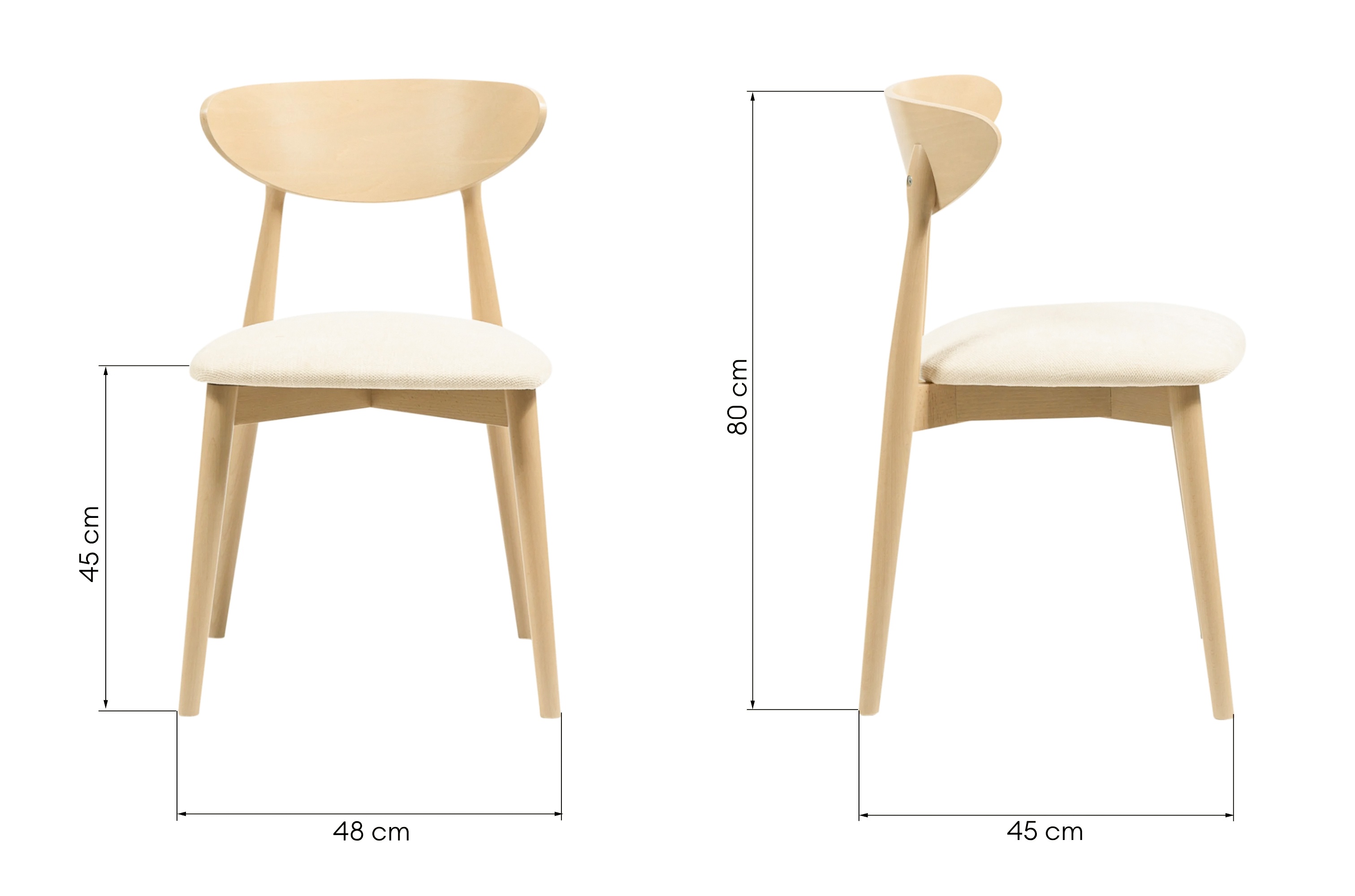 Krzesło drewniane do jadalni Diuna, jasnobeżowe/dąb sonoma